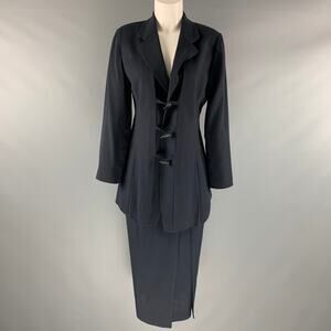 MATSUDA Size S Vintage Charcoal Wool Skirt Jacket Suit